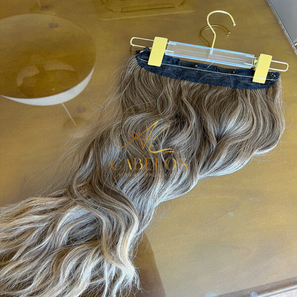 Mega Hair Tic-Tac + Fio Invisible Fibra Russa Suzan 50cm 120g- Mesclado Mel - Imagem 4