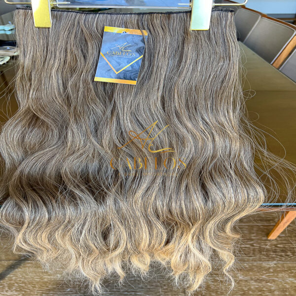 Mega Hair Tic-Tac + Fio Invisible Fibra Russa Suzan 50cm 120g- Mesclado Mel - Imagem 2