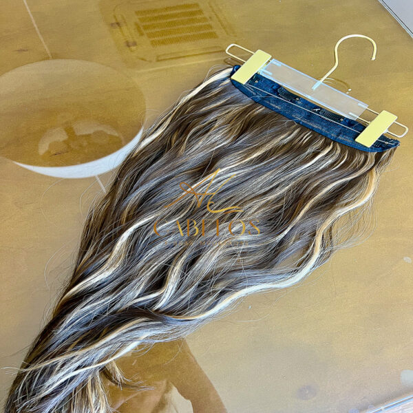Mega Hair Tic-Tac + Fio Invisible Fibra Russa Suzan 50cm 120g- Morena Iluminada - Imagem 3