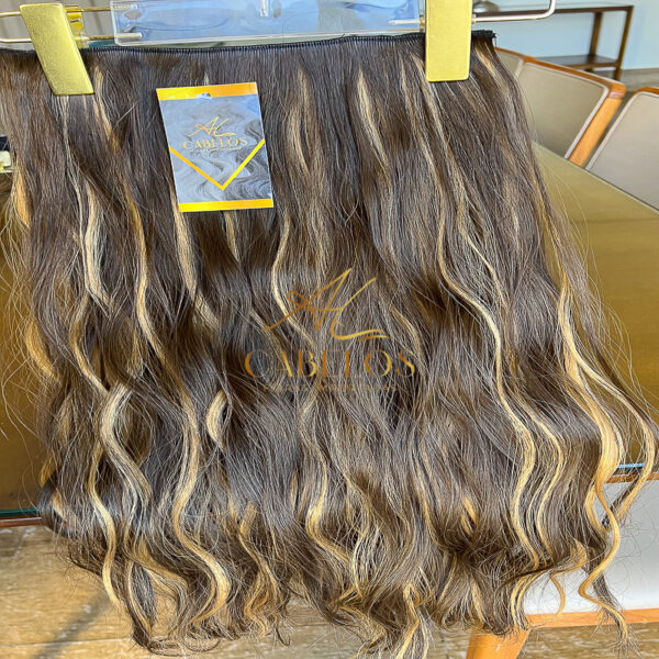 Mega Hair Tic-Tac + Fio Invisible Fibra Russa Suzan 50cm 120g- Morena Iluminada - Imagem 4
