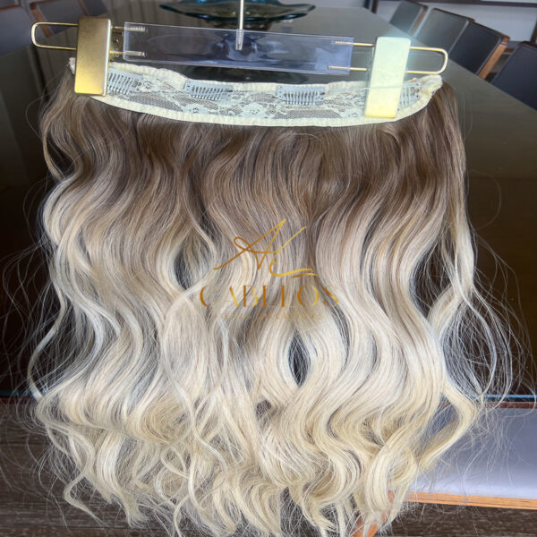 Mega Hair Tic-Tac + Fio Invisible Fibra Russa Suzan 50cm 120g- Loiro Pérola Esfumado - Imagem 3