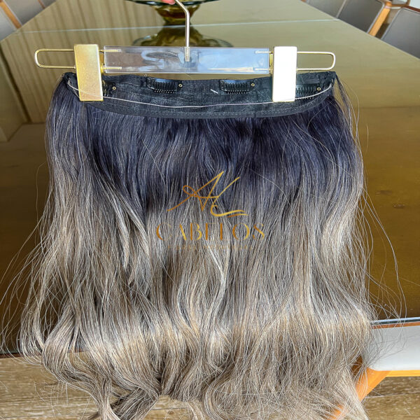 Mega Hair Tic-Tac + Fio Invisible Fibra Russa Suzan 50cm 120g- Mesclado Esumado R29T - Imagem 2