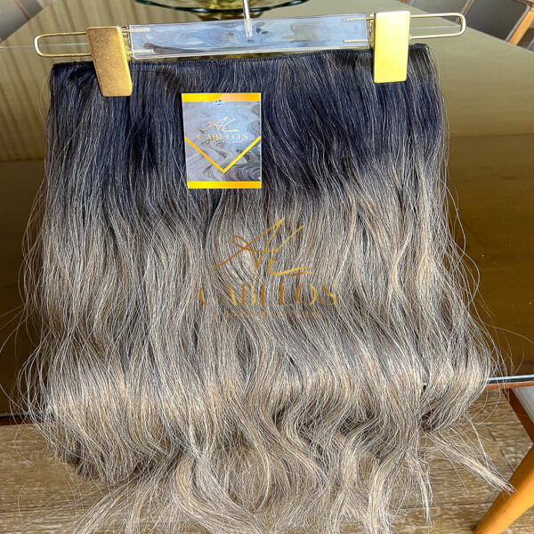 Mega Hair Tic-Tac + Fio Invisible Fibra Russa Suzan 50cm 120g- Mesclado Esumado R29T - Imagem 3