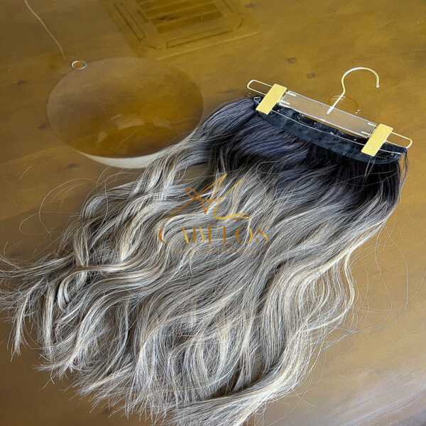 Mega Hair Tic-Tac + Fio Invisible Fibra Russa Suzan 50cm 120g- Mesclado Esumado R29T - Imagem 5