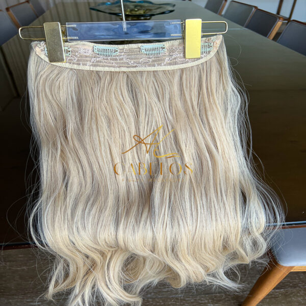Mega Hair Tic-Tac + Fio Invisible Fibra Russa Suzan 50cm 120g- Loiro Claro - Imagem 4