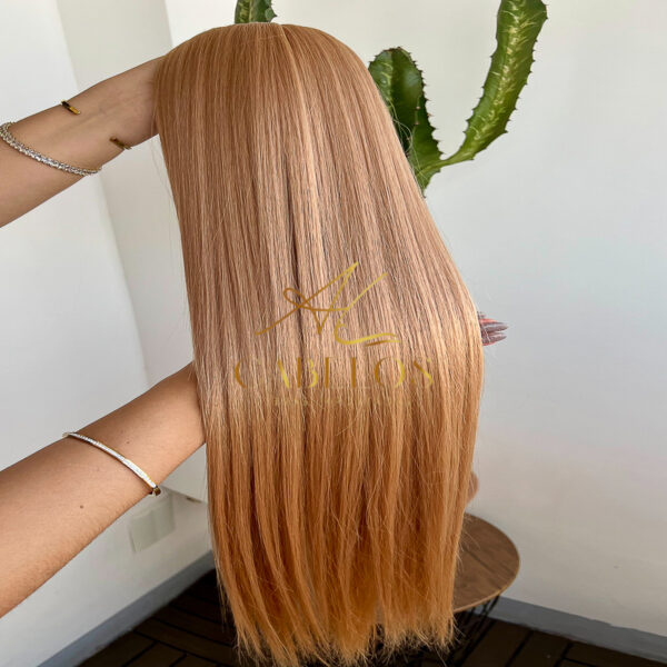 Cabelo Telado/Tecido Fibra Europeia Liso 75cm Loiro Bege Esfumado - Imagem 2