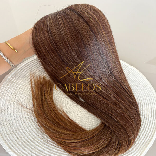 Cabelo Telado/Tecido Fibra Europeia Liso 75cm Mesclado Mel - Imagem 4