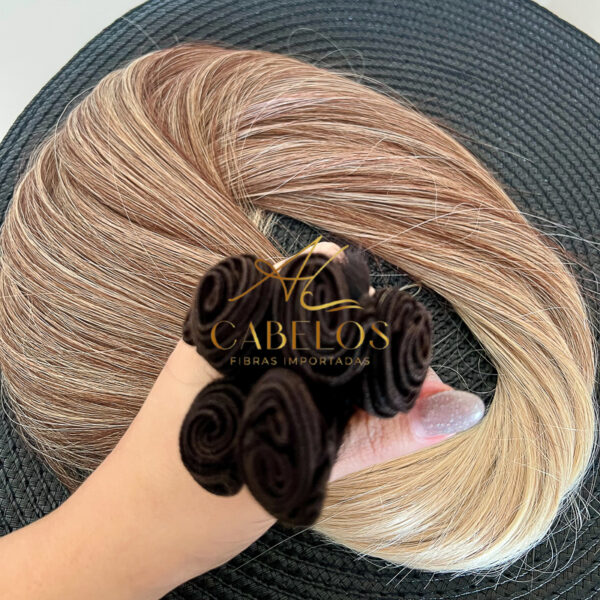 Cabelo Telado/Tecido Fibra Europeia Liso 75cm Mesclado Pérola Esfumado - Imagem 6