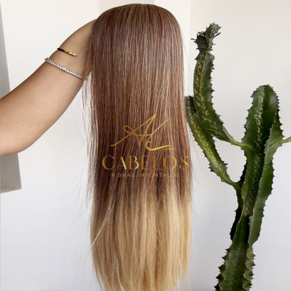 Cabelo Telado/Tecido Fibra Europeia Liso 75cm Mesclado Pérola Esfumado - Imagem 4