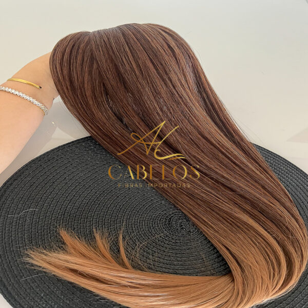 Cabelo Telado/Tecido Fibra Europeia Liso 75cm Morena Iluminada #2 - Imagem 4