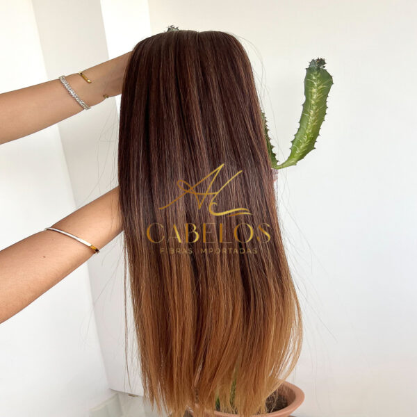 Cabelo Telado/Tecido Fibra Europeia Liso 75cm Morena Iluminada #2 - Imagem 6