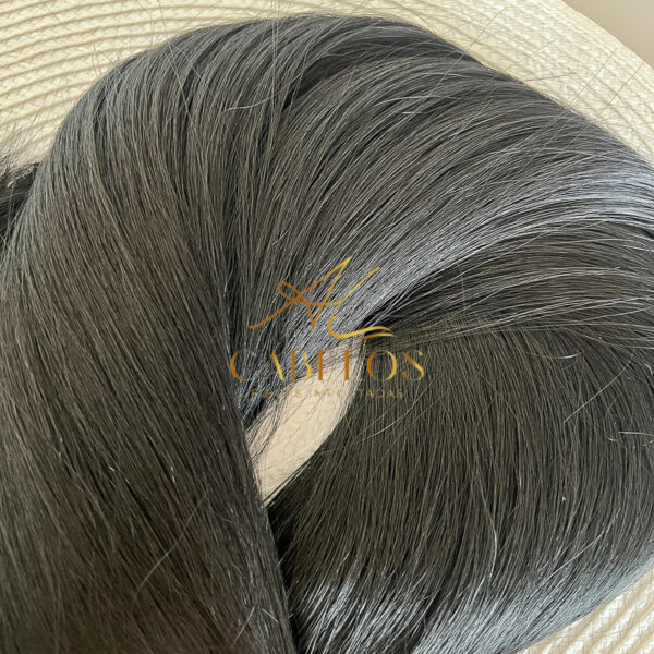 Cabelo Telado/Tecido Fibra Europeia Liso 75cm Preto - Imagem 6
