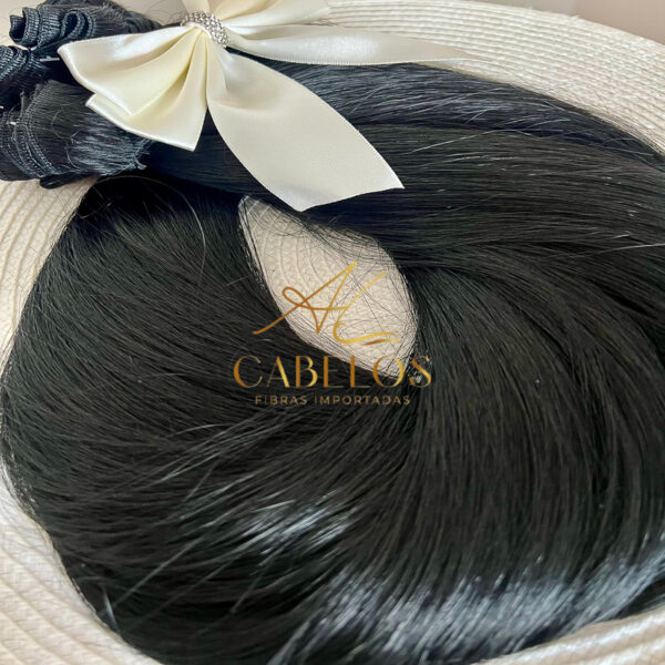 Cabelo Telado/Tecido Fibra Europeia Liso 75cm Preto - Imagem 4