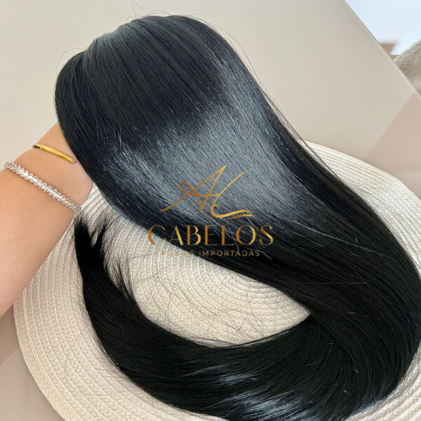 Cabelo Telado/Tecido Fibra Europeia Liso 75cm Preto - Imagem 2