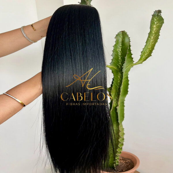 Cabelo Telado/Tecido Fibra Europeia Liso 75cm Preto - Imagem 3