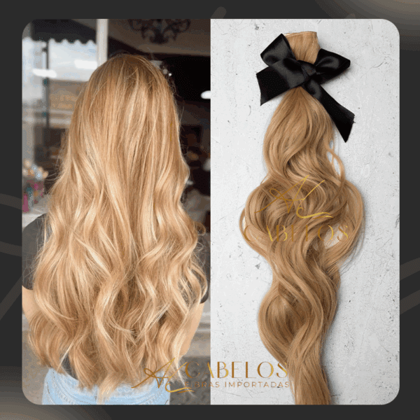 Mega Hair Tic-Tac + Fio Invisible Fibra Russa Suzan 50cm 120g- Loiro Dourado