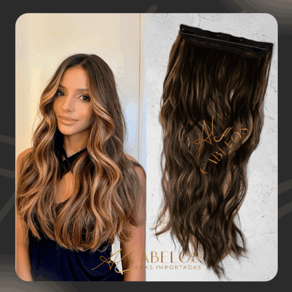 Mega Hair Tic-Tac + Fio Invisible Fibra Russa Suzan 50cm 120g- Morena Iluminada