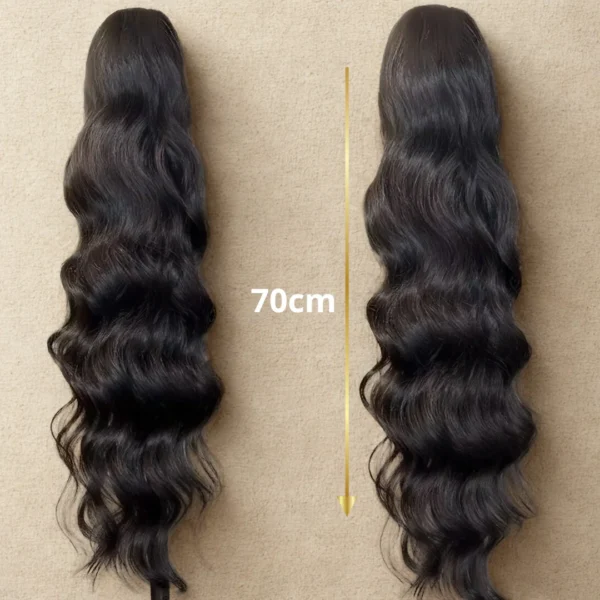 Rabo de Cavalo Wave Glam Ondulado Castanho Escuro 70cm - Imagem 2