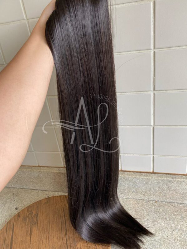 Kit Mega Hair 3 Telinhas TIC-TAC Castanho Escuro Liso Bio Luxo Prime. - Imagem 5