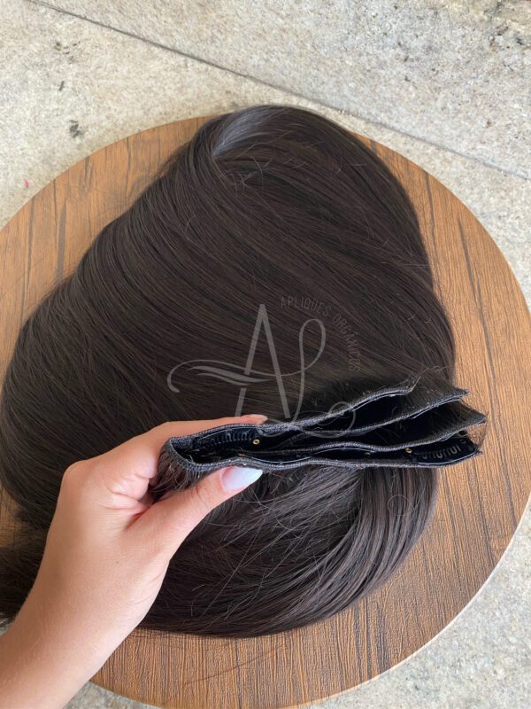 Kit Mega Hair 3 Telinhas TIC-TAC Castanho Escuro Liso Bio Luxo Prime. - Imagem 6