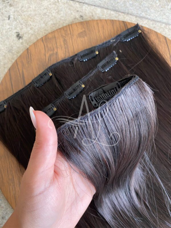 Kit Mega Hair 3 Telinhas TIC-TAC Castanho Escuro Liso Bio Luxo Prime. - Imagem 2