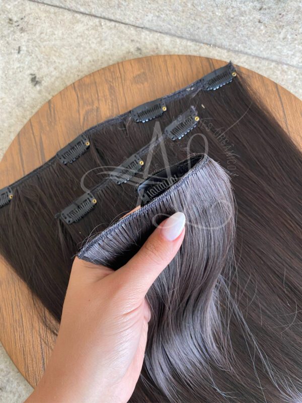 Kit Mega Hair 3 Telinhas TIC-TAC Castanho Escuro Liso Bio Luxo Prime. - Imagem 3