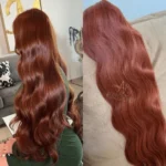 Cabelo Aplique Mega Hair Organico Ondulado Fibra Russa. Cor:Ruivo Laranjinha