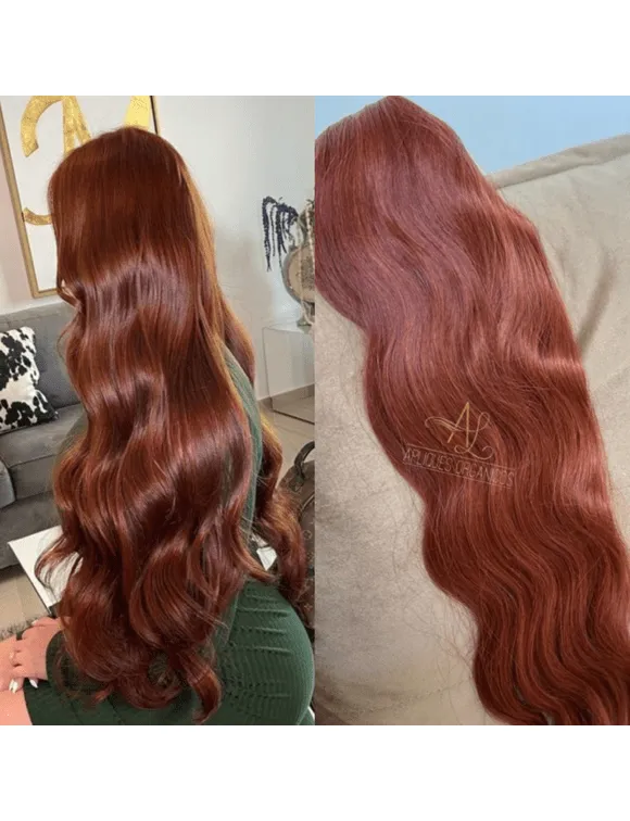 15301014286-4fbmde1h4mdvy4mzosea9dymrx7sotkhgvdh-580x756-fill-ffffff.webp Cabelo Aplique Mega Hair Organico Ondulado Fibra Russa. Cor:Ruivo Laranjinha - Imagem 1