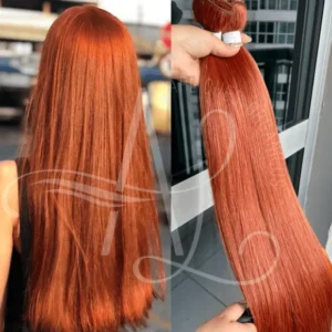 Cabelo Telado/Tecido Ruivo Laranjinha #1 Liso Fibra Russa Ultra Realista 80cm 200g