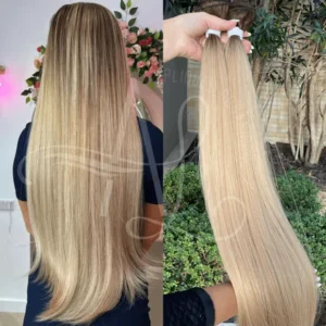 Cabelo Telado/Tecido Loiro Pérola #2 Liso Fibra Russa 80cm 200g