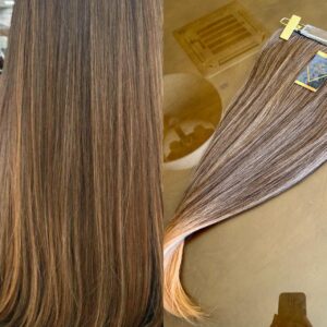 Mega Hair Tic-Tac + Fio Invisible Fibra Russa Cindy 60cm 120g- Loiro Escuro Mesclado