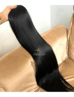 Aplique Rabo de Cavalo Preto Liso Fibra Russa. - Imagem 4