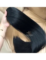 Aplique Rabo de Cavalo Preto Liso Fibra Russa. - Imagem 5