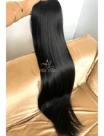 Aplique Rabo de Cavalo Preto Liso Fibra Russa. - Imagem 2