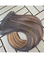 Kit Mega Hair 4 Telinhas TIC-TAC Morena Iluminada Chocolate Liso Bio Luxo Prime. - Imagem 5