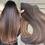 Kit Mega Hair 4 Telinhas TIC-TAC Morena Iluminada Chocolate Liso Bio Luxo Prime.