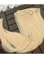 Kit Mega Hair 4 Telinhas TIC-TAC Loiro Pérola Claro Liso Bio Luxo Prime. - Imagem 2