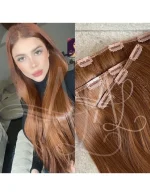 Kit Mega Hair 3 Telinhas TIC-TAC Ruivo Cobreado Liso Bio Luxo Prime.