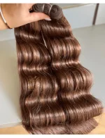 Cabelos Telado/Tecido Castanho Natural Claro Ondulado Fibra Russa 200g 60cm - Imagem 3