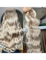 Cabelos Telado/Tecido Mesclado Claro Ondulado Fibra Russa 200g 60cm