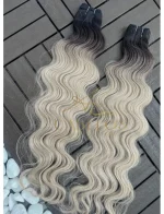 Cabelos Telado/Tecido Loiro Pérola Platinado esfumado Ondulado Fibra Russa 200g 60cm - Imagem 2