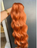 Cabelos Telado/Tecido Ruivo Laranjinha #2 Ondulado Fibra Russa 200g 60cm - Imagem 2