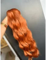 Cabelos Telado/Tecido Ruivo Laranjinha #2 Ondulado Fibra Russa 200g 60cm - Imagem 3