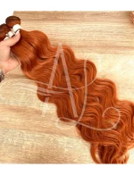 Cabelos Telado/Tecido Ruivo Laranjinha #2 Ondulado Fibra Russa 200g 60cm - Imagem 5