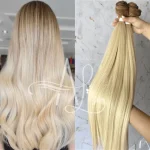 Cabelo Telado/Tecido Loiro Pérola Esfumado Claro Liso Fibra Russa 70cm 150g
