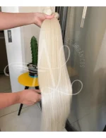 Cabelo Telado/Tecido Loiro Claro Liso Fibra Russa Ultra Realista 70cm 150g - Imagem 6