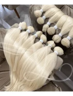 Cabelo Telado/Tecido Loiro Claro Liso Fibra Russa Ultra Realista 70cm 150g - Imagem 5