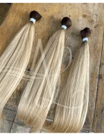 Cabelo Telado/Tecido Loiro Pérola #2 Liso Fibra Russa 70cm 150g - Imagem 5