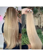 Cabelo Telado/Tecido Loiro Pérola #2 Liso Fibra Russa 70cm 150g