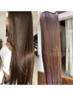 Mega Hair Tic-Tac Castanho Claro Liso Fibra Bio Luxo Prime.